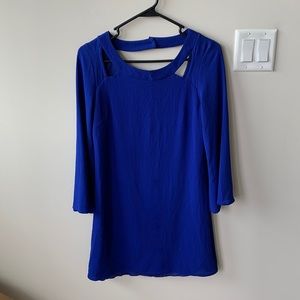 Royal blue bell sleeve cut-out shift dress (NWT)